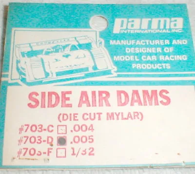 .005  Thick Clear Side Air Dams 7 3/4  X 2 1/2  #703D For Wedge Bodies Parma NOS • $8.53