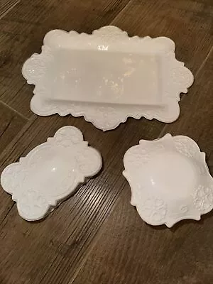 Vintage Westmoreland Milk Glass Dresser Vanity Set 5 Pieces • $72