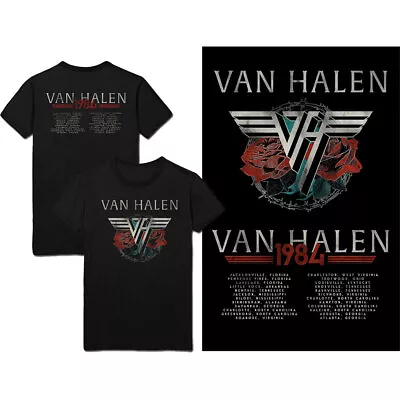 VAN HALEN  -  Unisex T- Shirt -  84 Tour (Back Print)  - Red Cotton  • £17.49