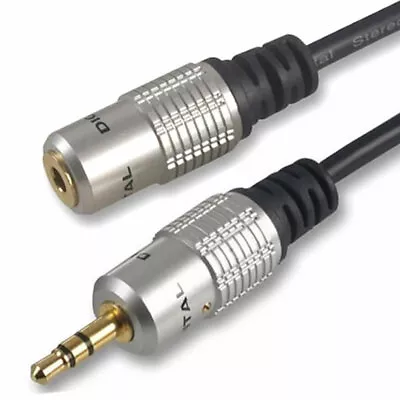 PRO 3.5mm Stereo Jack Headphone Extension Aux Lead Audio Cable 0.5m 1m 2m 5m 10m • £5.95