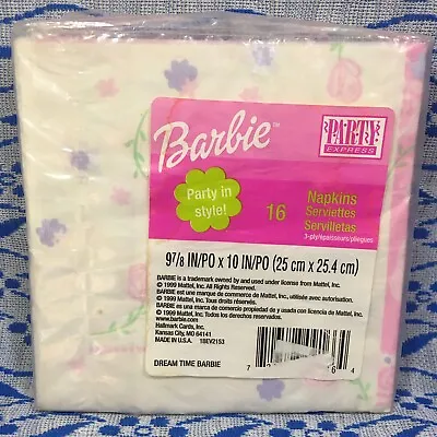 Vtg Barbie Napkins Princess Party  Luncheon Party Pink Sealed 16ct 1999 • $9.97