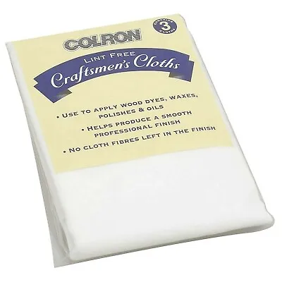 Colron Craftsmen Cloths Pack Of 3 High-quality Lint Free Cloths Wood Dye Wax Oil • £8.30
