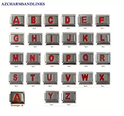 Italian Charms Red Letters A-Z Italian Modular Charm Links For Your Bracelet • $2.39