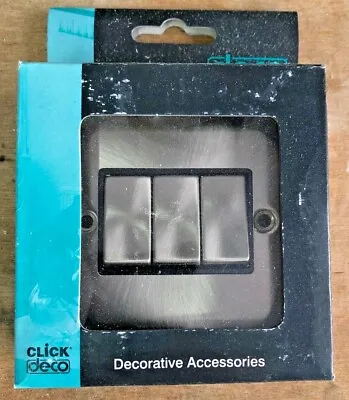 £4 • Buy Click Deco Satin Chrome Switches & Sockets Black Inserts