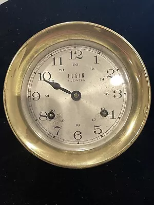 Vintage ELGIN 4 Jewels Windup Brass Mariner Ships Bell Nautical Clock Germany • $27