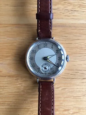 £199 • Buy Vintage Swiss Bullseye Dial Silver Trench Watch 1920’s