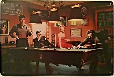 TIN SIGN 8x12 Hollywood Stars Elvis Marilyn Bogart James Dean Pool Table A62 • $19.99