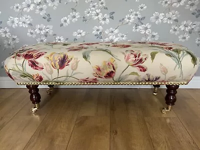 A New Footstool In Laura Ashley Gosford Cranberry Fabric • £215