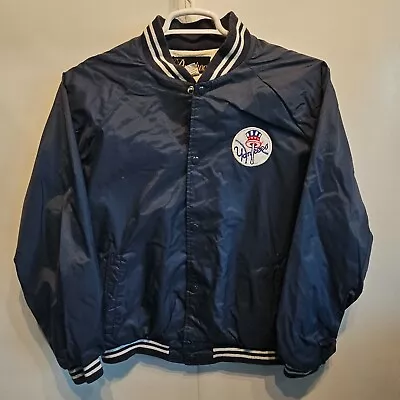 Vtg New York Yankees MLB Baseball Snap Varsity Dugout Jacket Coat Mens Large • $46.95