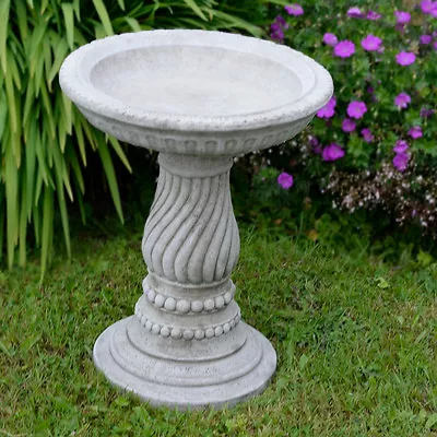 Ornamental Twist Bird Bath Stunning Hand Cast Stone Garden Ornament Feeder Gift • £82.90