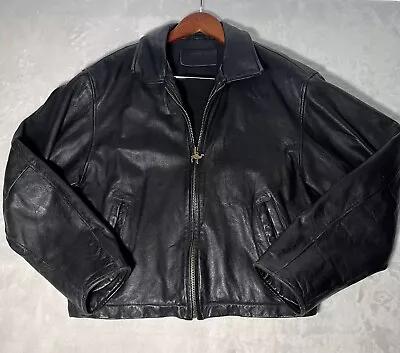 Vtg Camel Cigarette Black Leather Jacket Men's 1996 Biker 1990s Size XL Y2k Moto • $115.99