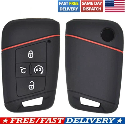 $6.09 • Buy Silicone Remote Key Case Cover For Vw Tiguan Passat Golf Alltrack Atlas , Black