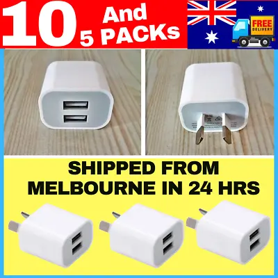 ⚡️ 10 PACK 5 5V 2A Dual USB AC Wall Charger HOME Power Adapter AU Plug Phone 5PC • $24.95