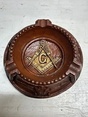 Vintage Free Mason - Masonic Symbol Ashtray - Excellent Condition • $50