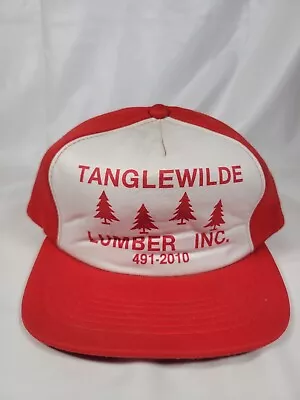 Vintage Tanglewilde Lumber Inc. Red Insulated Winter Snapback Trucker Hat Cap • $12