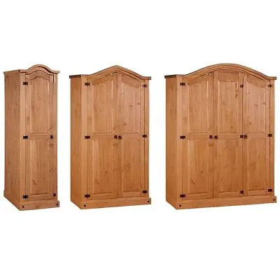 Corona 1 2 3 Door Wardrobe Solid Pine Wood Mexican Bedroom Furniture Arc Top • £139.99