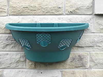 2 X DARK GREEN Plantopia Easy Fill Wall Wall Mounted Hanging Baskets Pot Planter • £22.50