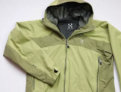 Haglofs Gore Windstopper Jacket Mens Hooded Top Size S Small Green LINED • £26.39