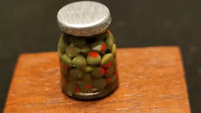 Vtg Miniature Dollhouse Jar Of OLIVES 1:12 • $12