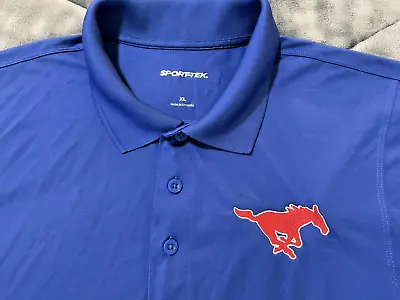 SMU Mustangs Royal Blue Polo Shirt Mens S/S Stretch Size XL Sport-Tek • $19.95