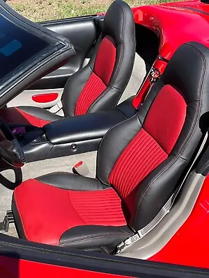 Corvette C5 Synthetic Leather Standard Seat Covers In Black & Red Color • $260