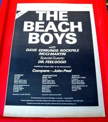 £2.99 • Buy The Beach Boys/Dave Edmunds/Dr Feelgood ORIG 1977 Press/Mag ADVERT Poster-Size