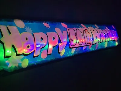 Happy 50th Birthday Flashing Personalised  Banner Party Decorations Bunting Glow • £6.99