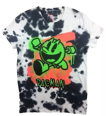 PAC-MAN T-SHIRT BLACK WHITE TIE DYE Size Large 42/44 • $11.50