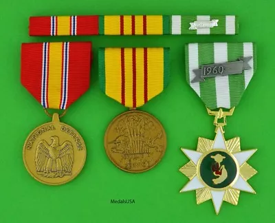 Vietnam Campaign Service & National Defense Medals With Mounted Ribbon Bar  T2 • $56.98