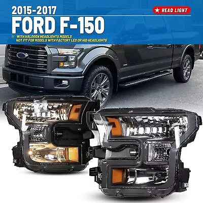 Pair Head Lights For 2015-2017 Ford F-150 F150 Black Smoke Projector Headlamps • $99.99