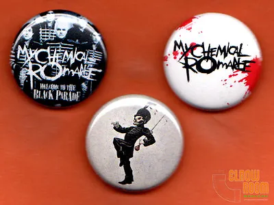 Set Of Three 1  My Chemical Romance Pins Buttons Welcome To The Black Parade MCR • $3.75