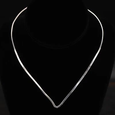 $15.50 • Buy VTG Sterling Silver - MEXICO Modern V-Shape 14  Collar Necklace - 23.5g