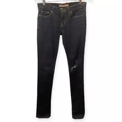 J Brand 4 (27) Pencil Leg Low Rise Stretch Jeans In 912 Ink Distressed Knee • $29.95