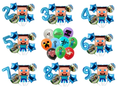 £3.99 • Buy Minecraft Balloons Foil Age 0-9 Set Kids Theme Birthday Party Decoration 