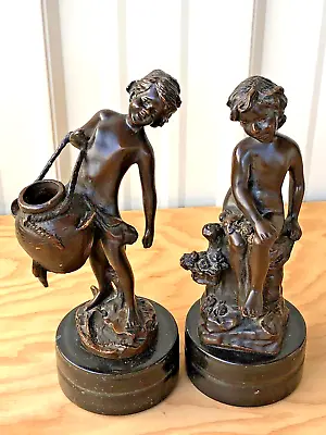 VTG Bronze Sculptures A Boy And Girl Auguste Moreau Le Pot Casse The Broken Pot • $169