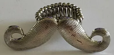 Silver Beaded Elastic Band ~ Silver Swirl Design Ring/Mustache ~ Size 8-10 ~ B19 • $16
