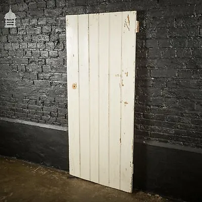 Georgian White Painted Pine Beadboard Ledged And Braced Internal Cottage Door • £228