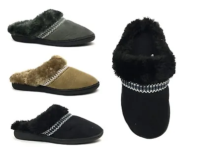New Ladies' Classic Slipper Rubber Bottom Faux Fur Stylish Warm Comfortable-3022 • $10.98