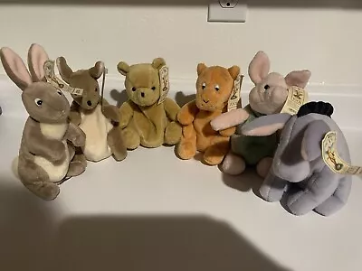 GUND Classic Pooh Plush Lot 6 Eeyore Kanga Rabbit Piglet Tigger Pooh Disney Rare • $99.99