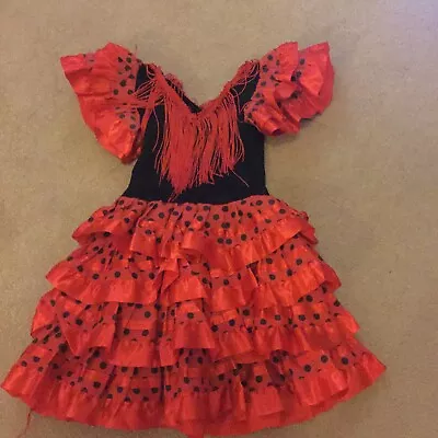 Baby Girl 1-2 Years Red And Black Spanish Flamenco Dress – I Combine P&P • £2.49