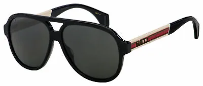 Gucci GG 0463S 002 Black White / Grey Sunglasses New Italy 58mm  • $199.99