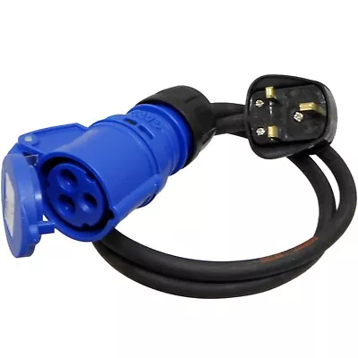 1m 16 Amp Coupler To 13A Mains Plug Bouncy Castle Adaptor Lead With Rubber Cable • £15.95