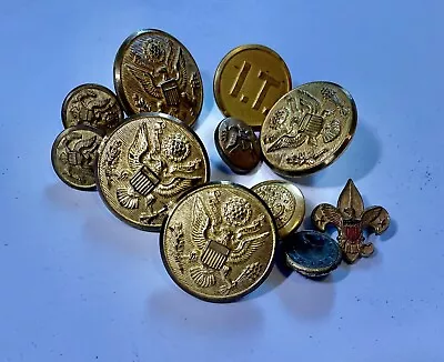 Vintage Military Buttons Lot Of 11. Mixed Sizes Styles • $12
