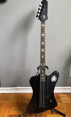 USED Epiphone NIKKI SIXX Signature Blackbird Bass Guitar + Case Motley Crue READ • $600