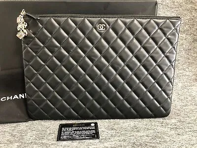 Chanel Matelasse Quilted Coco Mark Clutch Bag Pouch Clutch Bag Black • $1326.18