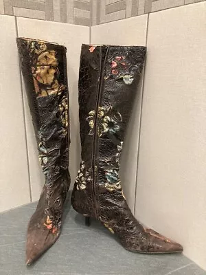$69.99 • Buy VICINI By Zanotti Woman Brown Leather&suede Boots Size US 5 IT 35 Made In Italy