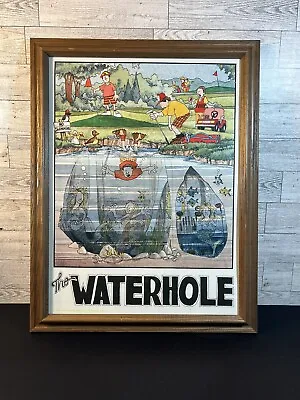 Vintage 1989 John  Holiday The Waterhole Framed Golf Print Mermaid 14x18 • $45