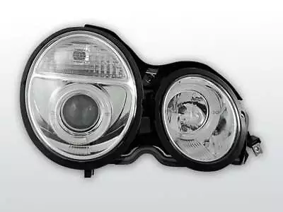 Faruri Pentru For Mercedes W210 E-Class 95-99 Angel Eyes Chrome TUNING DE LPME29 • $368.86