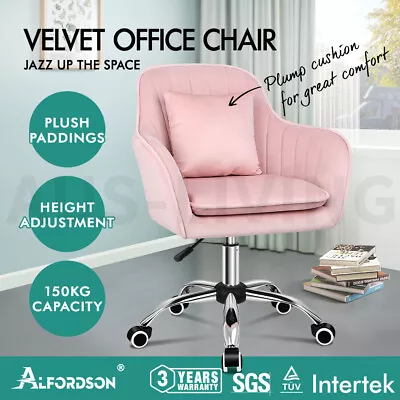 ALFORDSON Velvet Office Chair Fabric Armchair Computer Swivel Study Adult Kids • $144.85