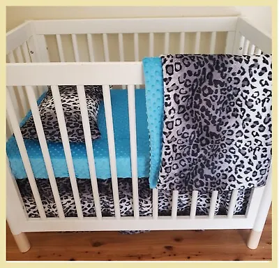 Snow Leopard Print Baby Bedding Safari Style Leopard Crib Set Animal Print • $82